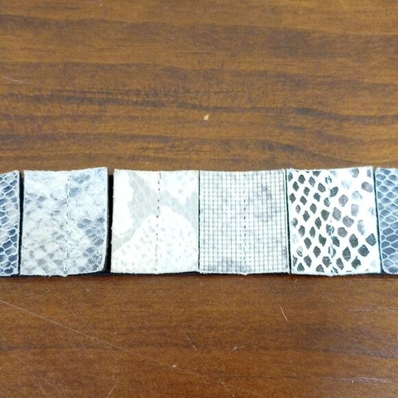 Suzi Roher Pieced Leather Snake Skin Elastic Belt, Vintage! main image 2